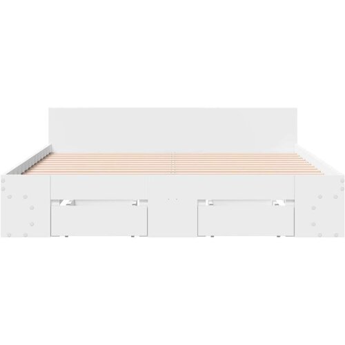 VidaXL Okvir za krevet s ladicama bijela 120x200 cm konstruirano drvo Slike