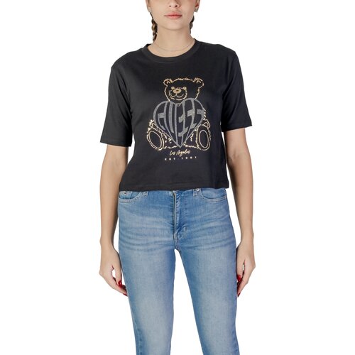 Guess Majice s kratkimi rokavi RHINESTONE BEAR BOXY V5RI09 I3Z14 Črna Cene