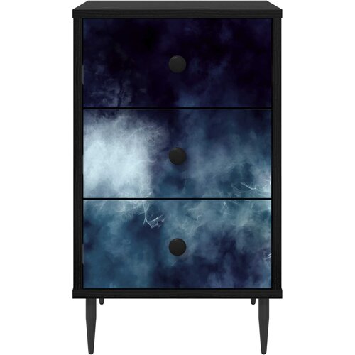  Noćni ormar RAALTE Crni hrast 36 x 33 x 61 cm Konstruirano drvo Slike