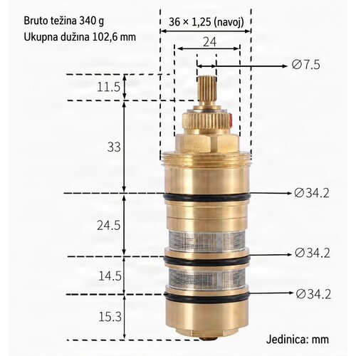 EYN Termostatski vložek Intatec PRO20071 za tu&amp;scaron; armature Slike