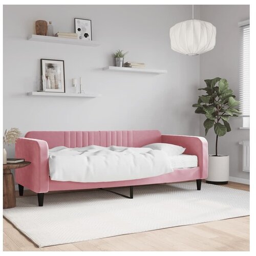VidaXL Dnevna postelja z vzmetnico roza 90x200 cm žamet Slike