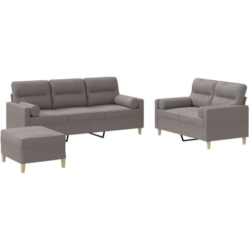  3-dijelni set sofa s jastucima smeđesivi od tkanine Slike