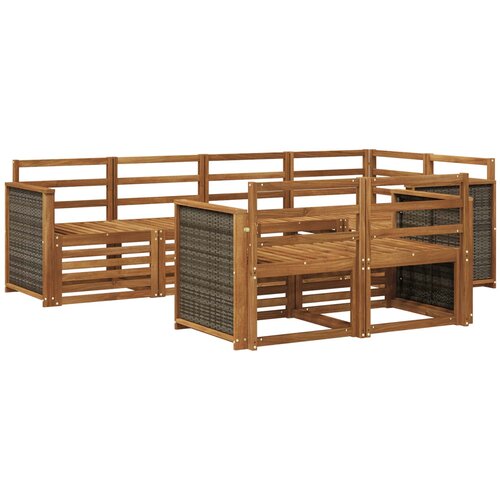 vidaXL Kotna sedežna garnitura 6 pcs Naravna Masiven les akacije, (5000283778) Cene