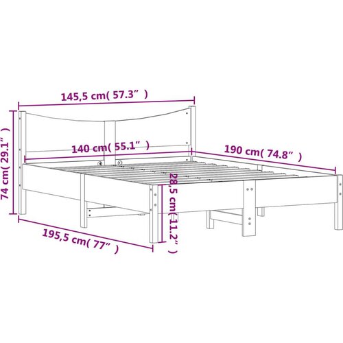  Okvir za krevet 140x190 cm od masivnog drva Slike