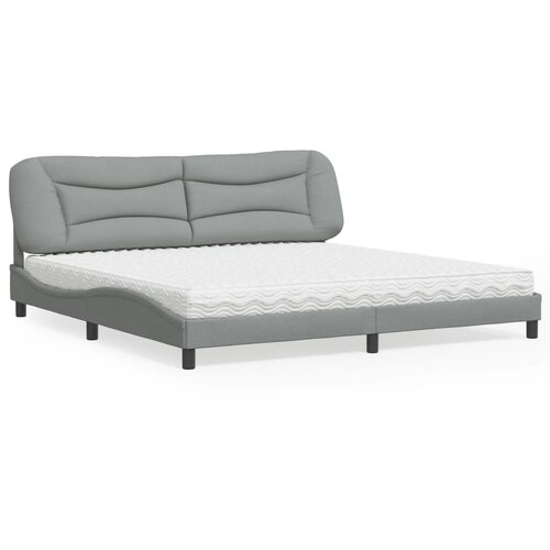 The Living Store Postelja z vzmetnico svetlo siva 200x200 cm blago - Postelja, (21609874) Cene