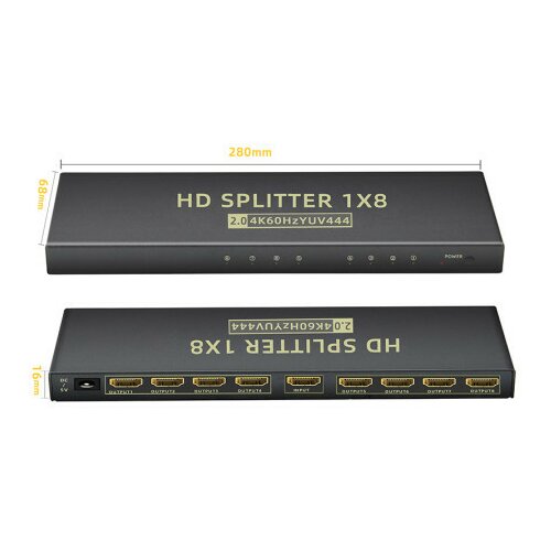 X Wave HDMI 2.0 spliter 1x in - 8x out 8K Activ ( HDMI 2.0 spliter 1x in - 8x out 8K Activ ) Slike