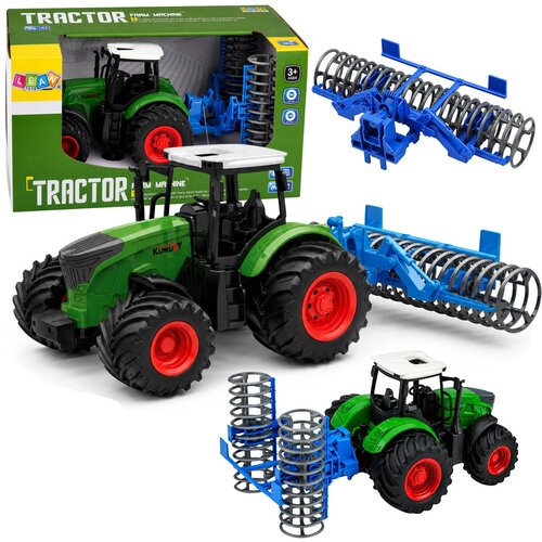  Agricultural Farm Tractor with Roller Green 1:24 Cene