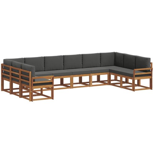  Set vanjskih sofa 10 kom. Prirodna i antracit Smeđa 363 x 190 x 73 cm Slike