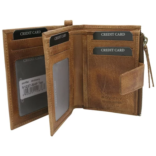 Fashionhunters Light brown large genuine leather men's wallet