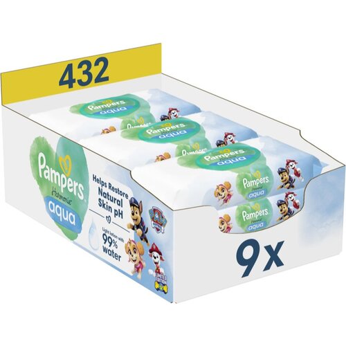 Pampers Harmonie Aqua Paw Patrol vlažni čistilni robčki za otroke 432 kos Cene