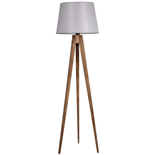 Opviq Tripod Yanık Lambader Pramit Hasır Gri Abajurlu BrownGrey Floor Lamp Slike