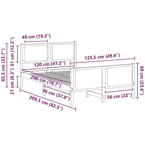  Okvir za krevet Sivo-smeđa 120 x 200 cm tkanina Slike