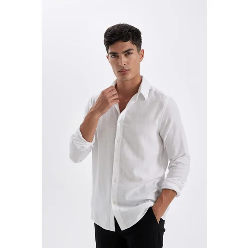 Defacto Modern Fit Polo Collar Cotton Long Sleeve Shirt