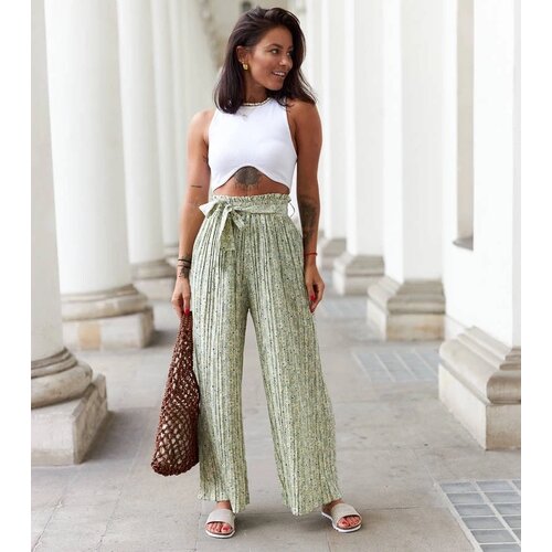 UR/CEO Green wide pleated pants Pietro Cijene