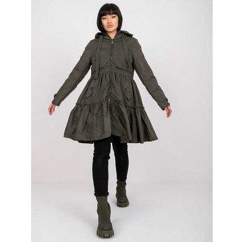 Fashion Hunters Khaki winter flared jacket with a frill Slike