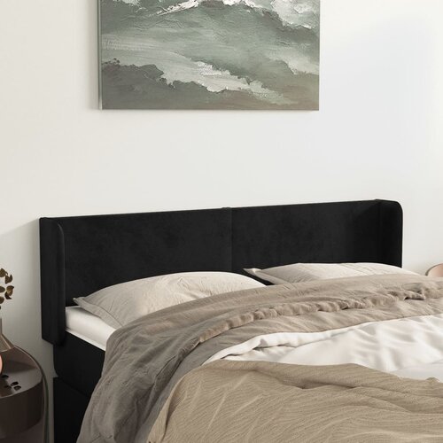 VidaXL Vzglavje z u&amp;scaron;esi črno 147x16x78/88 cm žamet Slike