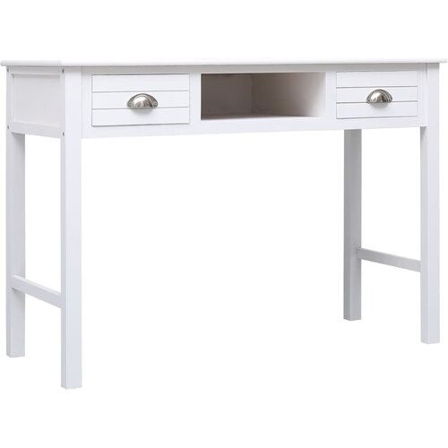  Radni stol bijeli 108 x 45 x 76 cm od masivnog drva paulovnije Slike