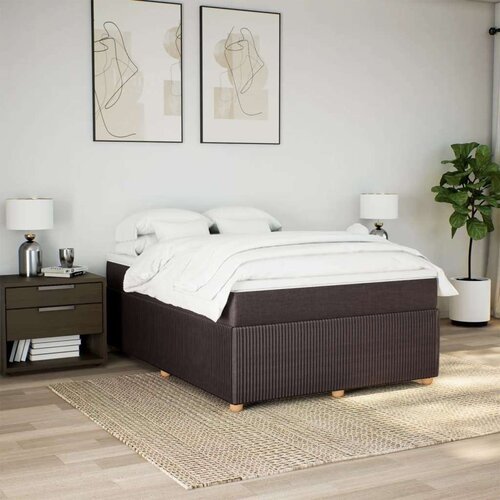 VidaXL Krevet s oprugama i madracem tamnosmeđi 140 x 190 cm od tkanine Slike