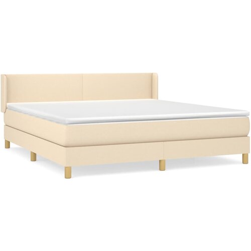 vidaXL Box spring postelja z vzmetnico krem 180x200 cm blago, (20896687) Cene