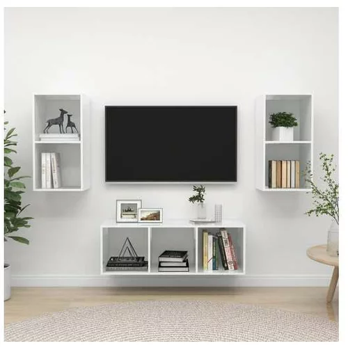  TV omarica 3-delna visok sijaj bela iverna plošča