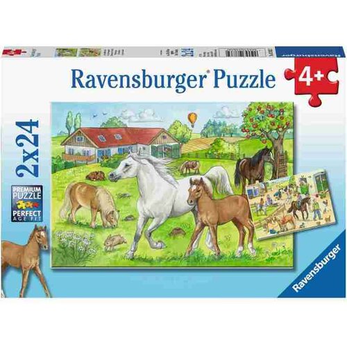 Ravensburger 2x24 delna sestavljanka Konji na kmetiji Slike