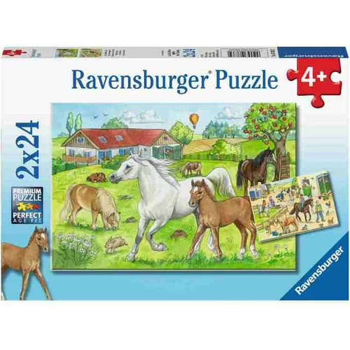 Ravensburger 2x24 delna sestavljanka Konji na kmetiji
