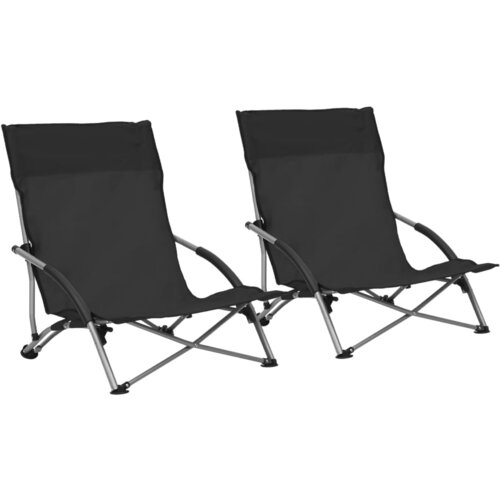 VidaXL Zložljivi stoli za na plažo 2 kosa črno blago, (20804223) Slike