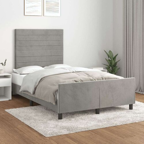 Okvir za krevet s uzglavljem svjetlosivi 120x200 cm bar&amp;scaron;unasti Slike
