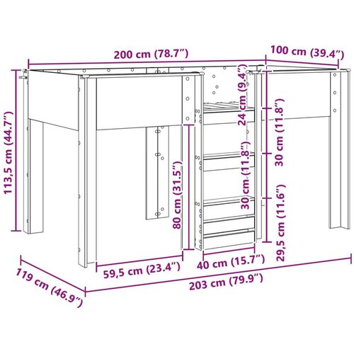  Krevet na kat za djecu s madracem Sonoma hrast 100 x 200 cm Slike