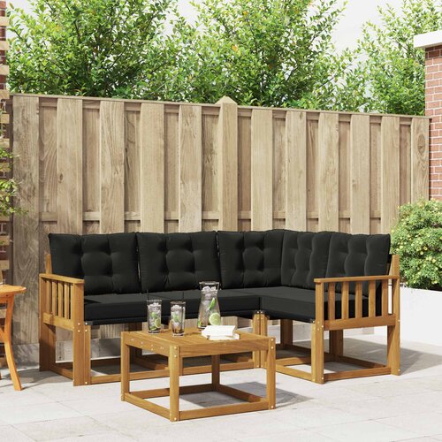  Set vanjskih sofa 5 kom. Prirodna i crna Cene