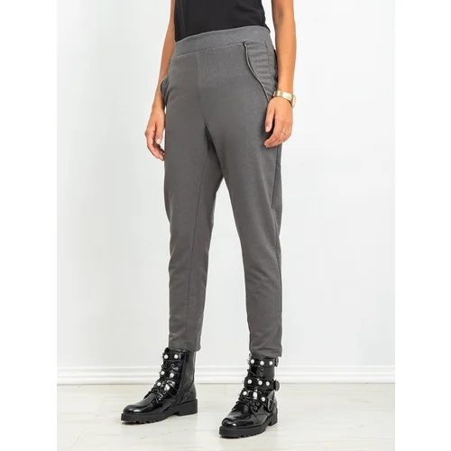 Fashion Hunters Dark grey trousers with zippers