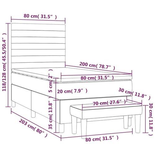 vidaXL Krevet s oprugama i madracem smeđesivi 80x200 cm od tkanine Cijene