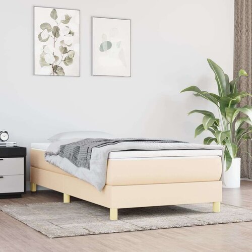  Za krevet s oprugama krem 100x200 cm od tkanine Slike