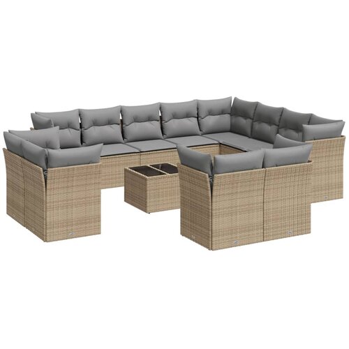  13-dijelni set vrtnih sofa s jastucima poliratan Bež Slike