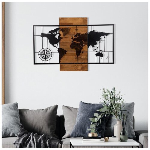 Zidna dekoracija 58x85 cm mapa drvo/metal Cene