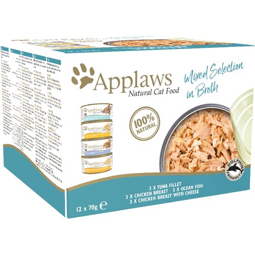 Applaws Varčno me&amp;scaron;ano pakiranje Adult 24 x 70 g - Me&amp;scaron;an izbor v bujonu (4 vrste) Slike