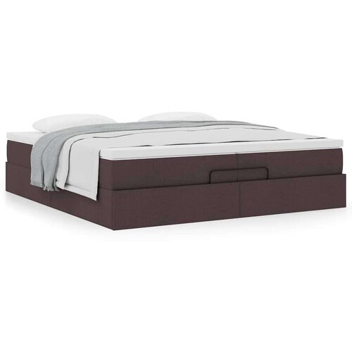  Okvir kreveta s madracima tamnosmeđi 200x200cm tkanine Cene