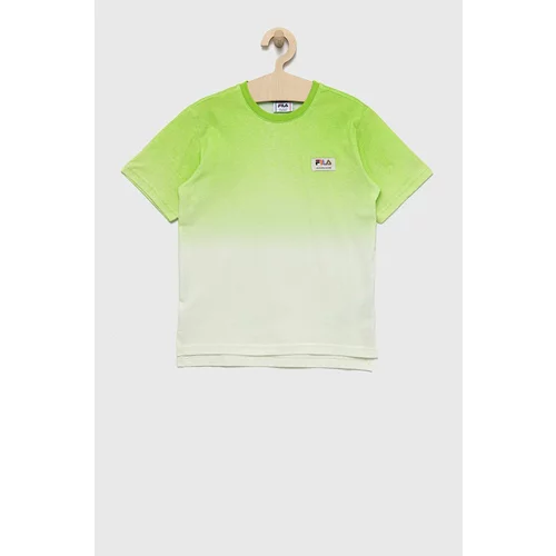 Fila Otroška bombažna kratka majica zelena barva