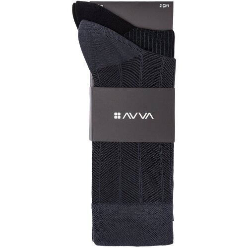 Avva men's anthracite patterned 2-Pack socket socks Slike