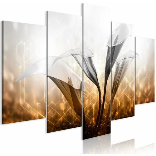  Slika - Floral Quartet (5 Parts) Wide Golden 200x100