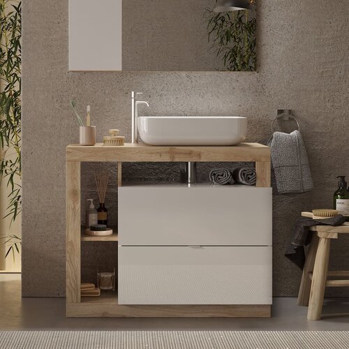 LC Mobili Kopalni�ki blok z 2 predaloma, bel/hrast, HAMBURG 439030K-T92 Cene