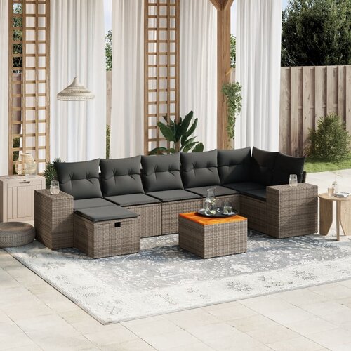 vidaXL 8-dijelni set vrtnih sofa od poliratana s jastucima sivi Cijene