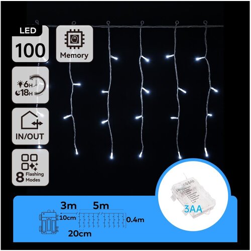 Aigostar LED spoljni božićni lanac 100xLED/8 funkcija 8x0,4m IP44 hladna bela Slike