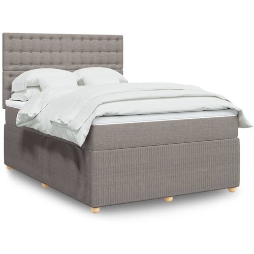 VidaXL Krevet s oprugama i madracem smeđesivi 140 x 190 cm od tkanine Slike