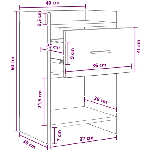 Noćni ormarići Crni hrast 40 x 36 x 60 cm Konstruirano drvo Slike