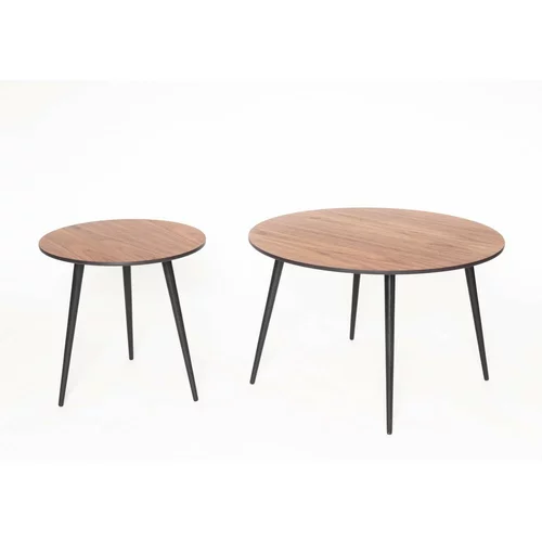 Ragaba Komplet 2 kavnih mizic s črnimi nogami Pawi Round