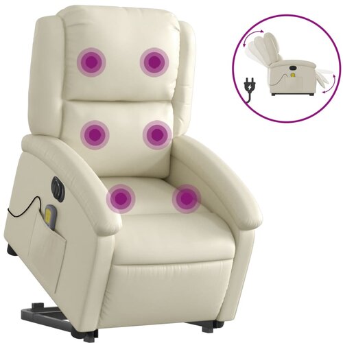 Maison Chic Električni masažni stol - Relax naslanjač s funkcijo vstajanja krem umetno usnje, (22061991) Cene
