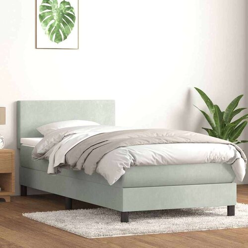 Box Spring krevet s madracem svijetlo sivi 80x210 cm baršun Cene