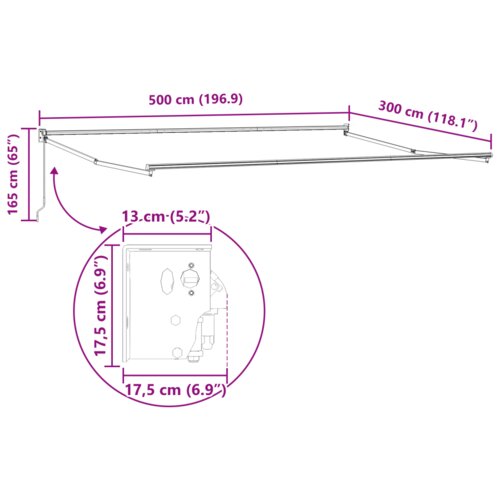 vidaXL ročna retraktibilna tenda svetlo siva 500x300 cm, tenda za zamenjavo tkanine za okvir 5x3 m svetlo siva Cene