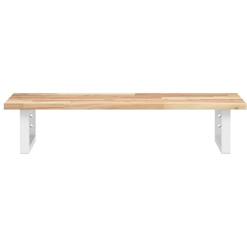  Zidna polica za umivaonik od čelika i masivnog bagremovog drva Smeđa 100 x 40 x 2 cm Slike